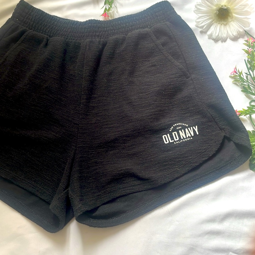 Old Navy Black Casual Knit Shorts Elastic Waistband Side Pockets Small